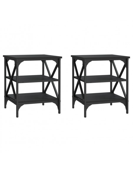 Tavolini 2 pz Neri 40x42x50 cm in Legno Multistrato