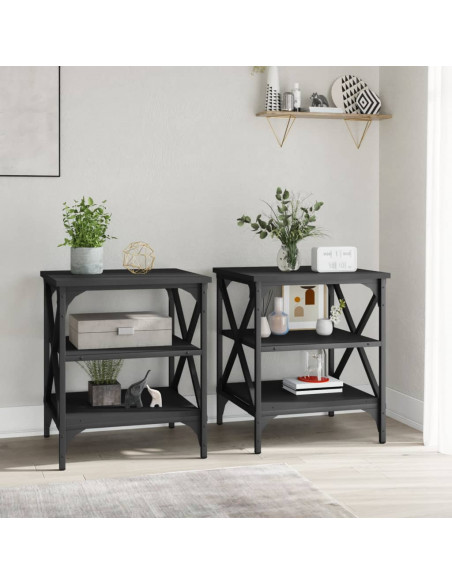 Tavolini 2 pz Neri 40x42x50 cm in Legno Multistrato
