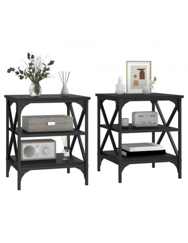 Tavolini 2 pz Neri 40x42x50 cm in Legno Multistrato