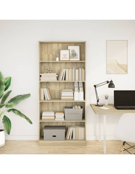 Libreria Rovere Sonoma 80x24x176 cm in Legno Multistrato