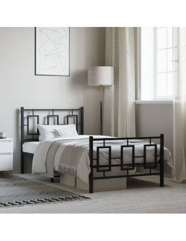 Giroletto con Testiera e Pediera Metallo Nero 90x190 cm