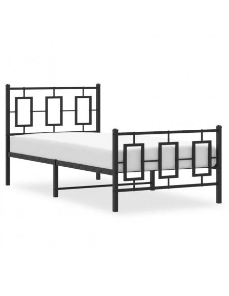 Giroletto con Testiera e Pediera Metallo Nero 90x190 cm