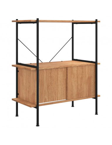 Scaffalatura 3 Livelli con Mobiletto 80x40x92cm Acciaio e Legno