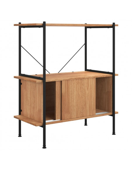 Scaffalatura 3 Livelli con Mobiletto 80x40x92cm Acciaio e Legno