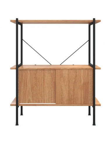 Scaffalatura 3 Livelli con Mobiletto 80x40x92cm Acciaio e Legno