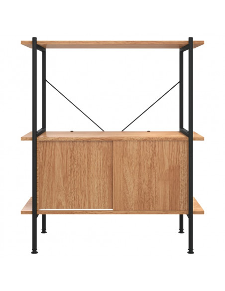 Scaffalatura 3 Livelli con Mobiletto 80x40x92cm Acciaio e Legno