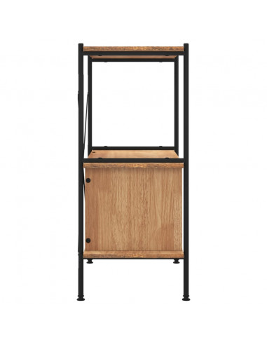 Scaffalatura 3 Livelli con Mobiletto 80x40x92cm Acciaio e Legno