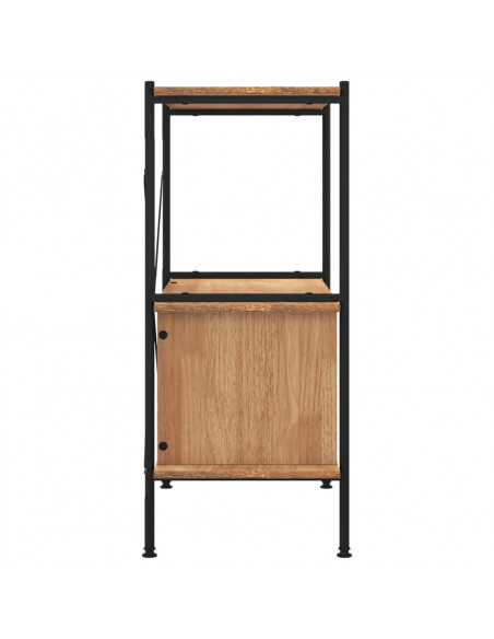 Scaffalatura 3 Livelli con Mobiletto 80x40x92cm Acciaio e Legno