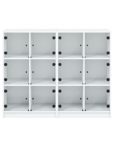 Libreria con Ante Bianca 136x37x109 cm in Legno Multistrato