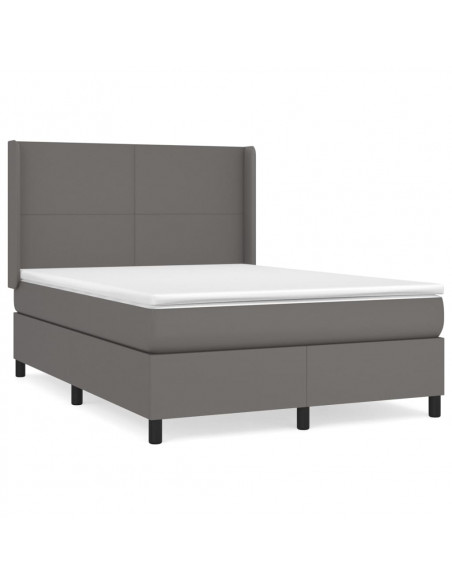 Giroletto a Molle con Materasso Grigio 140x190 cm in Similpelle