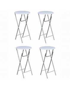 Tavoli da Bar Set 4 pz con Ripiano in MDF Bianco 2