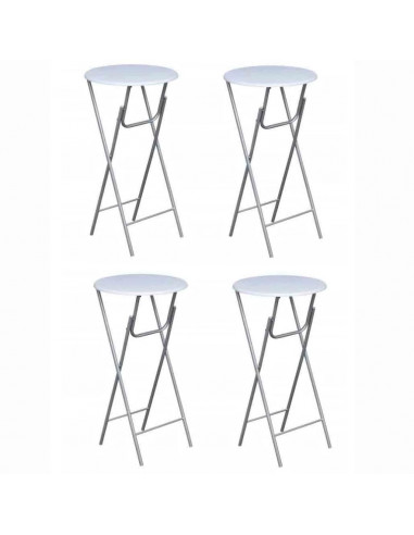 Tavoli da Bar Set 4 pz con Ripiano in MDF Bianco