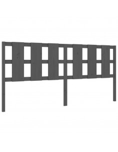 Testiera per Letto Grigia 205,5x4x100 cm Legno Massello di Pino 2