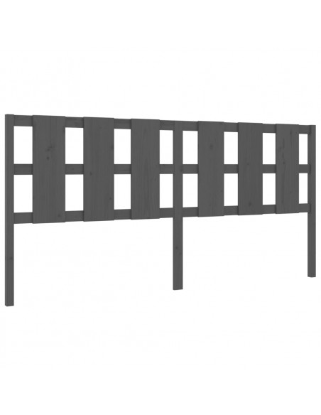 Testiera per Letto Grigia 205,5x4x100 cm Legno Massello di Pino
