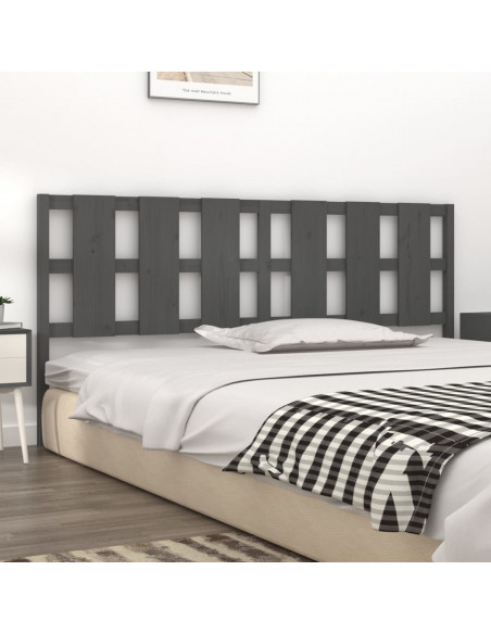 Testiera per Letto Grigia 205,5x4x100 cm Legno Massello di Pino