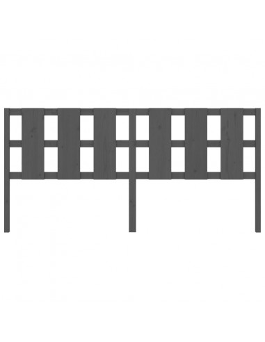 Testiera per Letto Grigia 205,5x4x100 cm Legno Massello di Pino