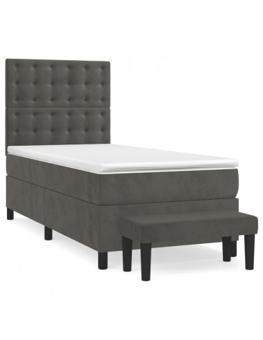 Giroletto a Molle con Materasso Grigio Scuro 90x200 cm Velluto