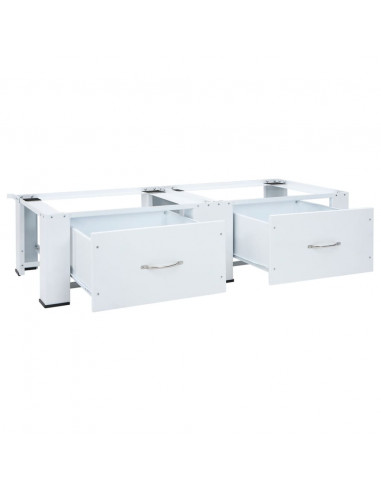 Piedistallo per Lavatrice Doppia con Cassetti Bianco