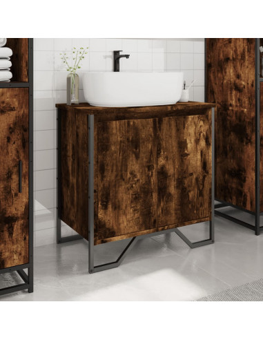 Mobile Lavabo Bagno Rovere Fumo 60x35x60 cm Legno Multistrato