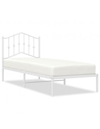 Giroletto con Testiera Metallo Bianco 90x190 cm