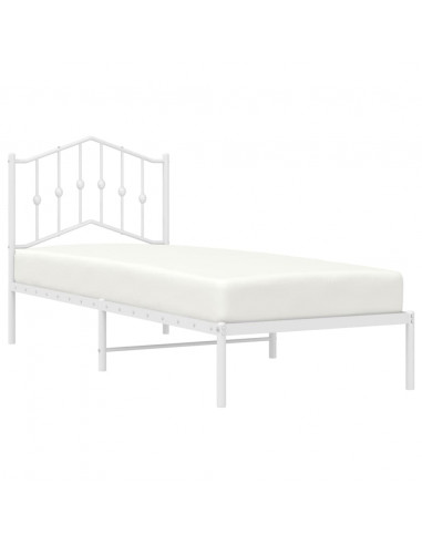 Giroletto con Testiera Metallo Bianco 90x190 cm