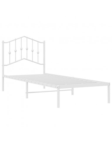 Giroletto con Testiera Metallo Bianco 90x190 cm