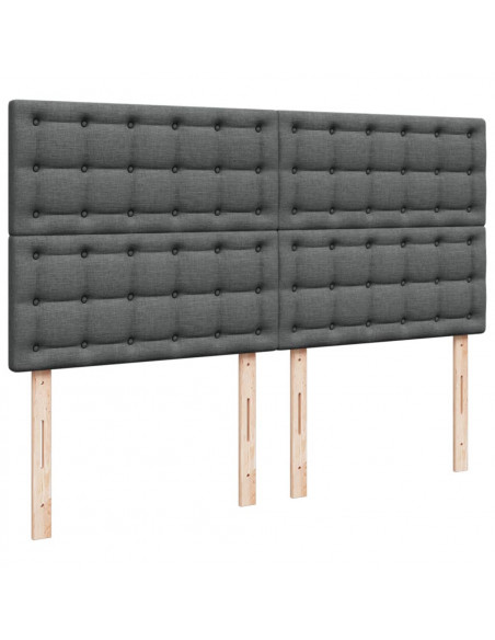 Giroletto a Molle con Materasso Grigio Scuro 200x200 cm Tessuto