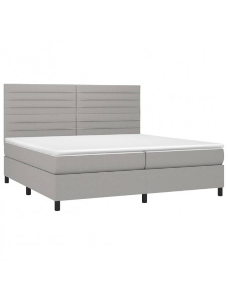 Letto a Molle Materasso e LED Grigio Chiaro 200x200 cm Tessuto