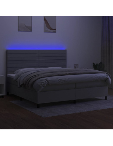 Letto a Molle Materasso e LED Grigio Chiaro 200x200 cm Tessuto