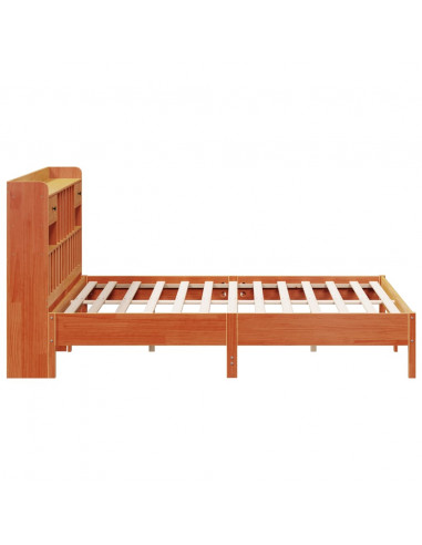 Letto Libreria senza Materasso Marrone Cera 200x200 cm in Pino