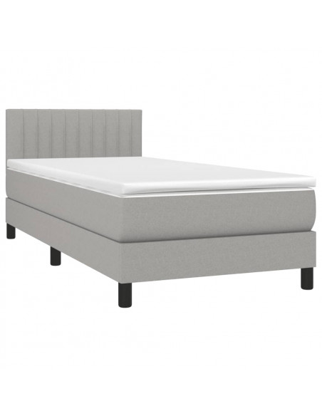 Giroletto a Molle con Materasso Grigio Chiaro100x200 cm Tessuto