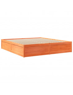 Letto con Materasso Marrone Cera 180x200cm Legno Massello Pino 2