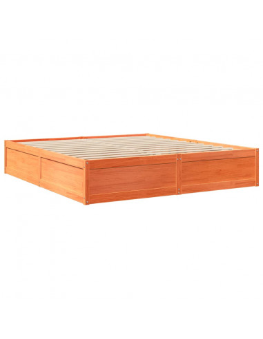 Letto con Materasso Marrone Cera 180x200cm Legno Massello Pino