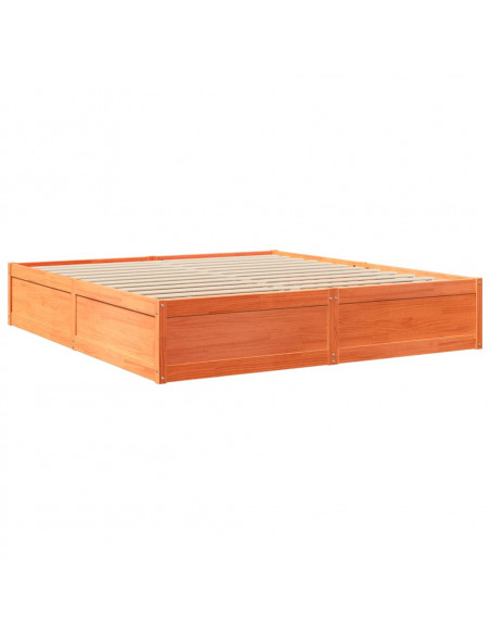 Letto con Materasso Marrone Cera 180x200cm Legno Massello Pino