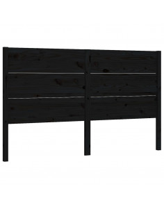 Testiera per Letto Nera 206x4x100 cm in Legno Massello di Pino 2