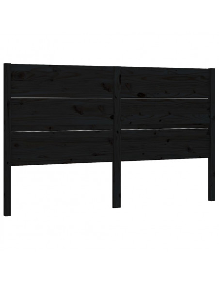 Testiera per Letto Nera 206x4x100 cm in Legno Massello di Pino