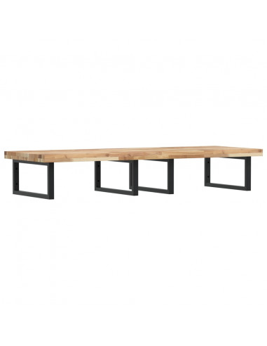 Ripiano a Parete per Lavabo in Acciaio e Massello di Acacia