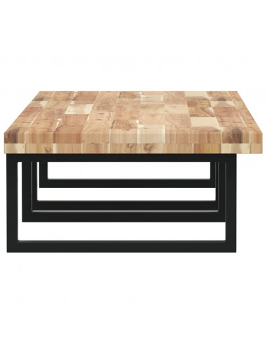 Ripiano a Parete per Lavabo in Acciaio e Massello di Acacia