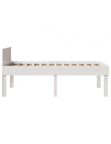 Letto senza Materasso Bianco 75x190 in Legno Massello di Pino