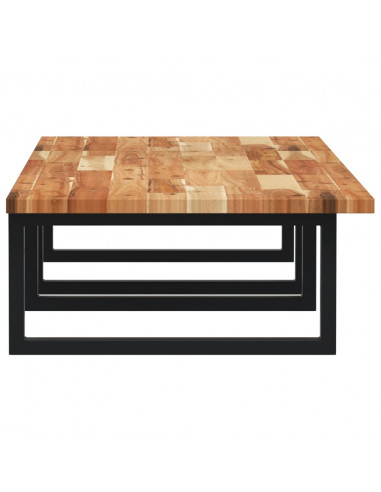 Ripiano a Parete per Lavabo in Acciaio e Massello di Acacia