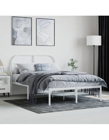 Giroletto con Testiera in Metallo Bianco 120x200 cm