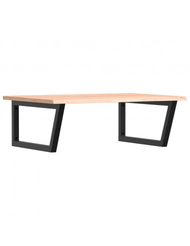 Ripiano a Parete per Lavabo in Acciaio e Massello di Rovere