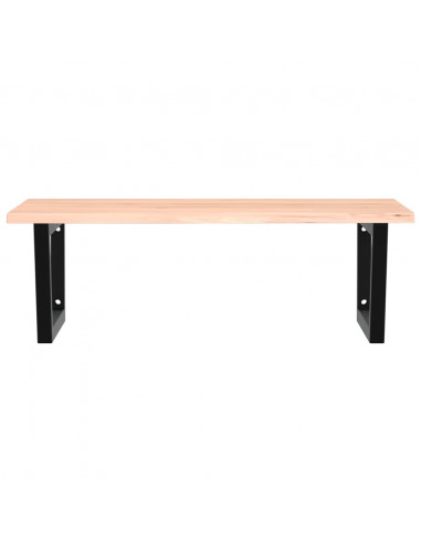 Ripiano a Parete per Lavabo in Acciaio e Massello di Rovere