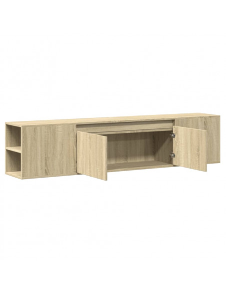 Mobile TV a Parete con LED Rovere Sonoma 180x31x39,5 cm
