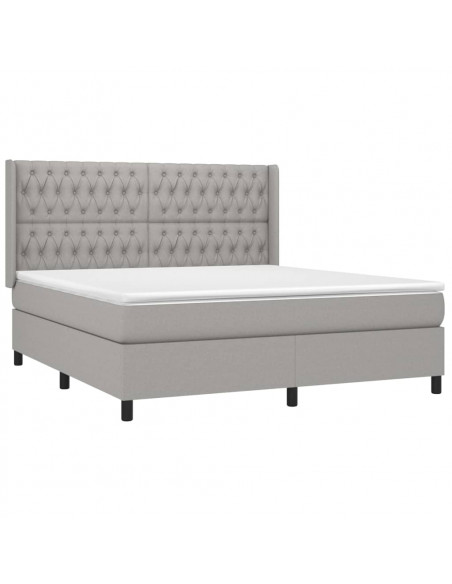 Giroletto a Molle con Materasso Grigio Chiaro180x200 cm Tessuto