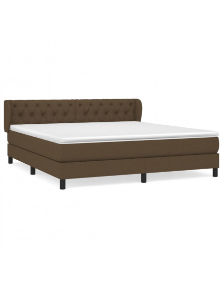 Giroletto a Molle con Materasso Marrone Scuro 160x200cm Tessuto