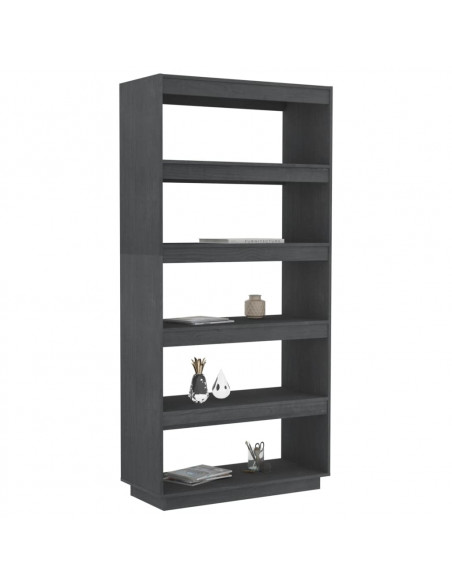 Libreria/Divisorio Grigio 80x35x167 cm in Massello di Pino