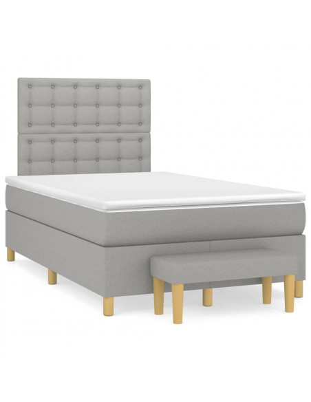 Giroletto a Molle con Materasso Grigio Chiaro 120x190cm Tessuto