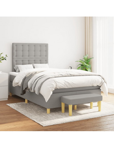 Giroletto a Molle con Materasso Grigio Chiaro 120x190cm Tessuto