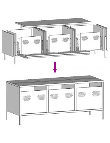 Mobile TV Rosa 101,5x39x43,5 cm in Acciaio Laminato a Freddo